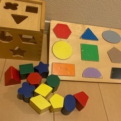 🔴木製  知育玩具 型はめパズル ボックス&ボード