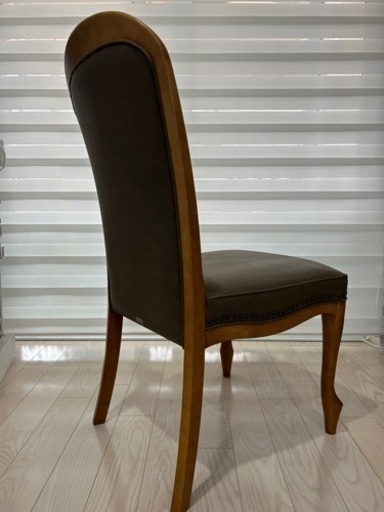 ダイニングチェアマルニ木工 アンティーク ハイバッグ合皮 猫足 鋲打ち