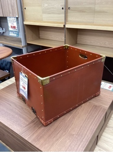 KE-32【新入荷　リサイクル品】ファイバーコンテナ　ボテ箱/ストレージBOX 赤茶