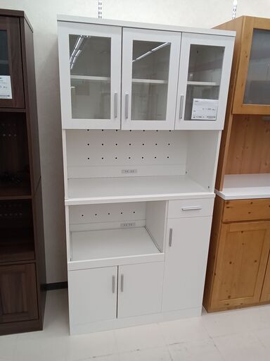 ★ジモティ割あり★  食器棚 ホワイト W90×D45.5×H180.5 クリーニング済み TC2866