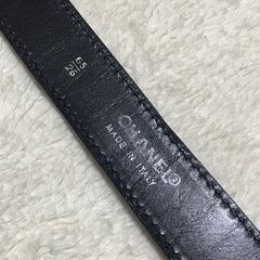 正規品 シャネル キャビアスキンレザーベルトブラック 65/26