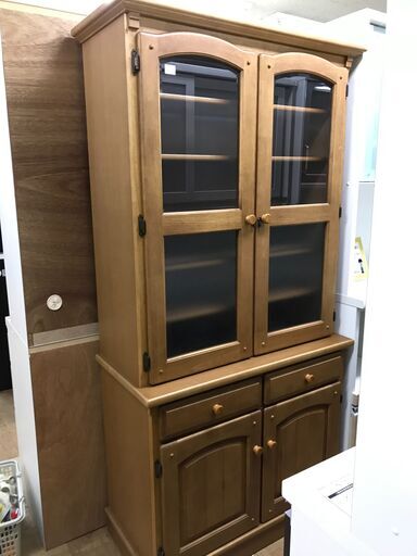 【FU832】★カリモク  木製食器棚  有名メーカー ファミリータイプ  大容量  95×45×192   キッチン家具  収納家具 クリーニング済 堺市 深井 【ジャングルジャングル深井店】