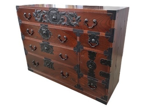 NO.1424 仙台箪笥 仙臺箪笥 ※鍵無し※ 和箪笥 和家具 古家具 キズ多め 中古