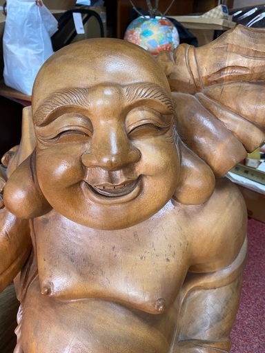 雄牛の木彫り No.10859 オブジェ 置物 闘牛 【リサイクルショップど