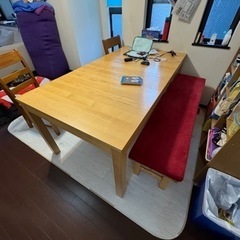 【中古】IKEA　ダイニングテーブル＋ベンチ　6～10人用