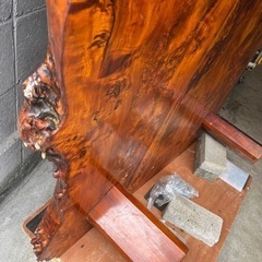 FP27 激重 巨木 緻密 ブビンガ 極上木目 美しい白太付き 一枚板 座卓 リビングテーブル 座敷机 ローテーブル 天然木 無垢 高級材