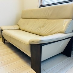 有名な浜本工芸　本革　ソファー　3人　ハイバック