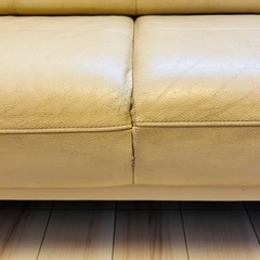 有名な浜本工芸　本革　ソファー　3人　ハイバック