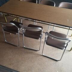 会議用長テーブル、パイプ椅子セット