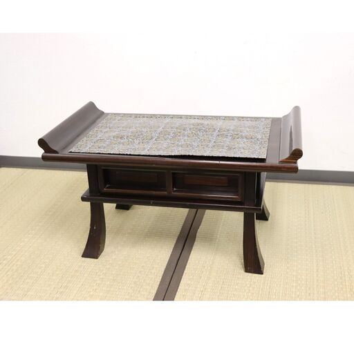 【ヤ取終了6/26】≪U775-イ14ジ≫ 【在庫品】 経台/経机 木製 引き出し付き 幅62.5㎝/高さ33.5㎝ 仏具/仏壇 供養台/供物机/御供机/経卓 法事/法要