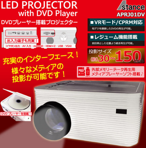 【昭和レトロ】DVD プレーヤー 搭載 プロジェクター APRJ01DV 電化製品