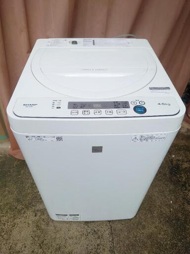 【送料無料】シャープ 全自動洗濯機 4.5kg ES-G4E7-KW 2020年 ほぐし運転 風乾燥 時短コース