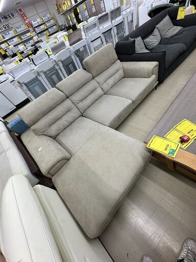 ジモティ来店特価!!　3人掛けL字ソファー　マナベ　グレー　　J-0536