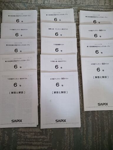 【最新2024年受験】SAPIX 6年 テスト1年分