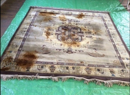 SJ82【絨毯】緞通 カーペット ラグ 227.5×250 厚み2センチ