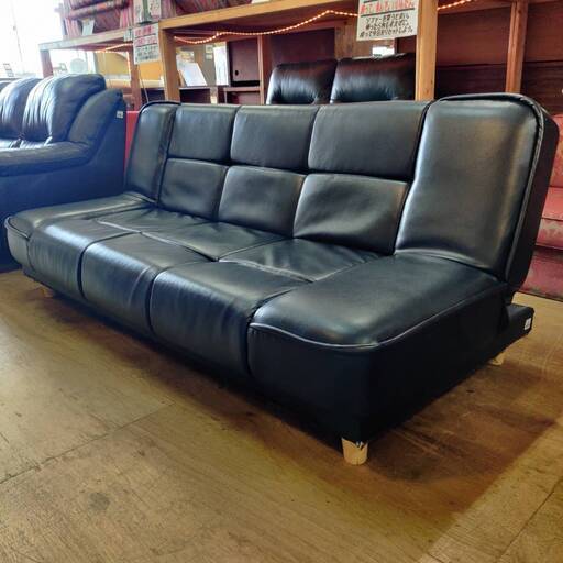 【愛品倶楽部柏店】 合皮 ソファベッド  黒