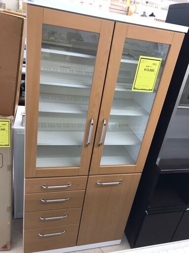 【449】食器棚 ホワイト 幅90cm×奥行42cm×高さ190cm