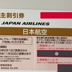 【ネット決済・配送可】半額🉐JAL 株主優待 11/30