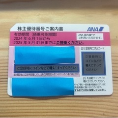 【最新】ANA株主優待　t（搭乗期限2025/5/31迄）