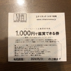 ユナイテッドシネマ前橋　1000円鑑賞券