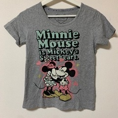【Disney】グレー　ミッキー＆ミニーマウス　Tシャツ　M