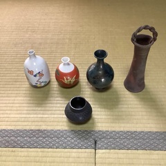 陶器で出来た一輪ざし等に使う花瓶5個セット　使用品