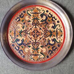 ギリシャ 製絵皿23cm 本物のブロンズと銅を使用