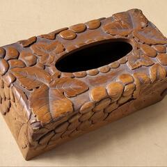 木彫りティッシュケース　ボックス