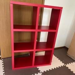 赤い木製棚　ラック　家具 収納家具 カラーボックス