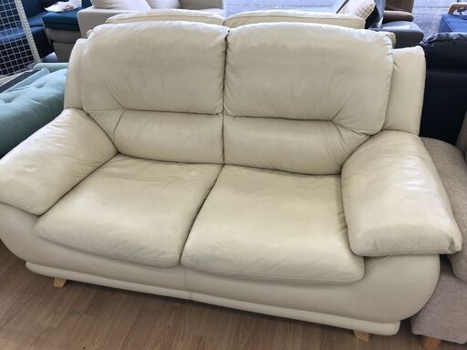 ★ジモティ割あり★  2人掛けソファ ホワイト H90×W163×D85 クリーニング済み KJ5102