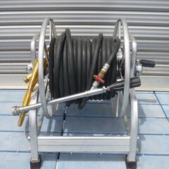 アルミホースリール約20M/アルミ ホースリール ホース 巻き取り 軽量 噴霧器 パーツ /中古品・現状渡し アルミホースリール約20M/アルミ ホースリール ホース 巻き取り 軽量