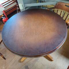 【愛品倶楽部柏店】飛騨産業 アームチェア3脚&丸テーブルセット 穂高