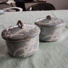 志野焼　蓋付き小鉢　茶碗蒸し椀　２個セット