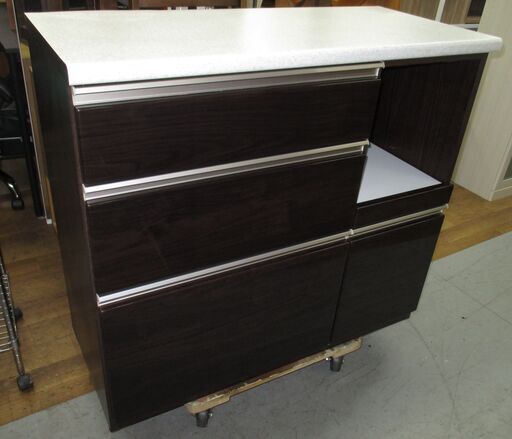 R242 NITORI キッチンカウンター(アルミナ2 100CT DBR) 幅100cm Used・美品
