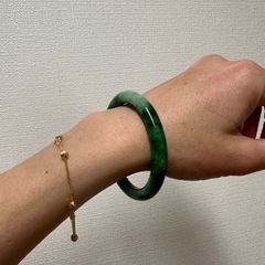 本翡翠バングル　ミャンマー産天然
