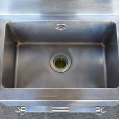 【ヤ取終了6/29】≪yt1313ジ≫ ステンレス製 業務用 1槽シンク バックガード付き 幅60cm 奥行45cm カクダイ単水栓3口付属 現状品 60504-13