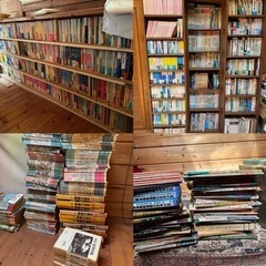 大量の本と本棚　小説雑誌植物山野草アウトドア