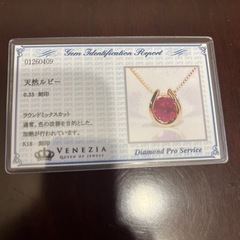 K18 YG ホースシュー ルビー ネックレス ベネチアンチェーン 馬蹄