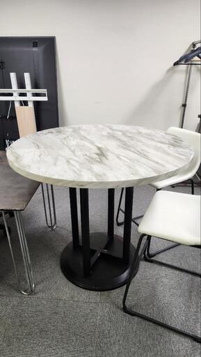 高級ラウンドテーブル 直径105cm 椅子4台付 家具 ダイニングセット
