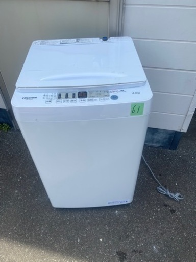 NO61❗️ 福岡市内配送設置無料　2021年式 ハイセンス 4．5kg 全自動洗濯機 オリジナル 白 HW-E4504