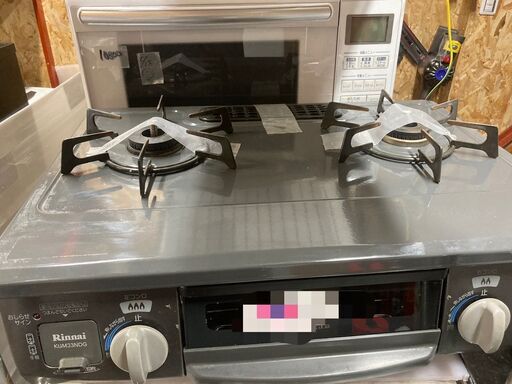 ☆中古￥8,500！Rinnai　2口ガスコンロ　家電　2016年製　KGM33NDGL型　都市ガス用　【BE075】