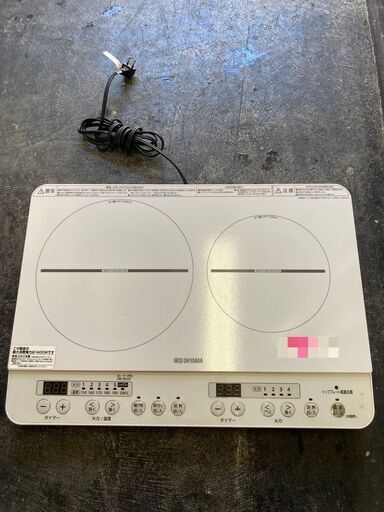 ☆8,800！IRIS OHYAMA　2口IHコンロ　家電　IHK-W12-W型　2021年製　【BE079】
