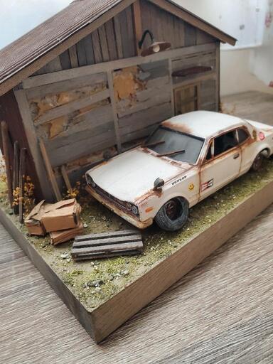 ジオラマ　草ヒロ　車　プラモデル