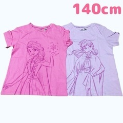 女の子　綿100%半袖Tシャツ2枚セット　アナと雪の女王　134...