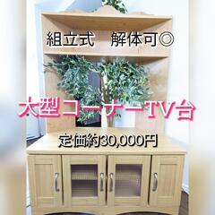 【定価約3万】棚2段＆扉4つ分の収納付き組立式テレビ台(大型)
