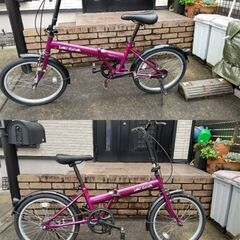 中古折りたたみ自転車20インチ紫色