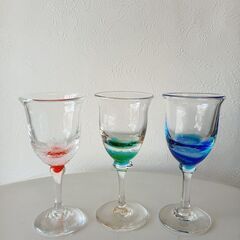 琉球ガラス　ワイングラス　3脚セット