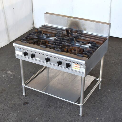 ≪yt1317ジ≫ 北沢産業 3口ガスコンロ 都市ガス用 KGT-975-21 幅90cm 2018年製造 業務用ガステーブル 動作未確認/現状品 60407-10