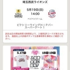 5/19 ホークス戦ペアチケット