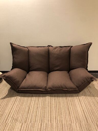 【展示品・未使用品】2人掛けソファ ローソファ 肉厚フロアソファ リクライニング 幅116∼160cm 参考価格21,990円 自社配送時代引き可※現金、クレジット、スマホ決済対応※